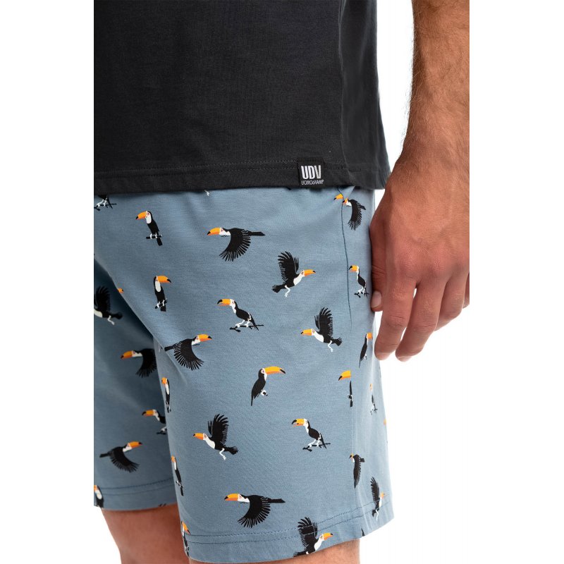 Men's Vamp Pyjamas With Bermuda Pattern Birds Pecan