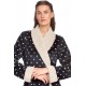 Vamp Women's Crossed Robe With Polka Dots With Fur Inside