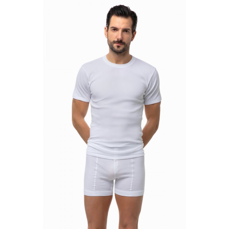 Men's Minerva Short Sleeve Shirt with Closed Neck in White
