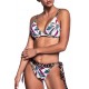Bluepoint Women's Tropical Chaos Floral Triangle Bikini Bra With Animal Print Detail