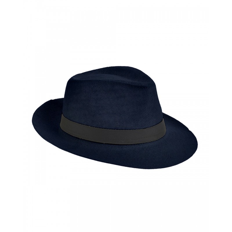 Ble Ψάθινο Καπέλο Μπλε Με Μαύρη Κορδέλα