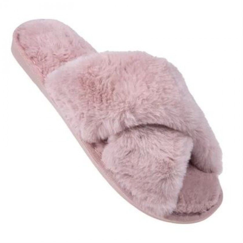 Amaryllis Women s Peep Toe Fur Slippers 