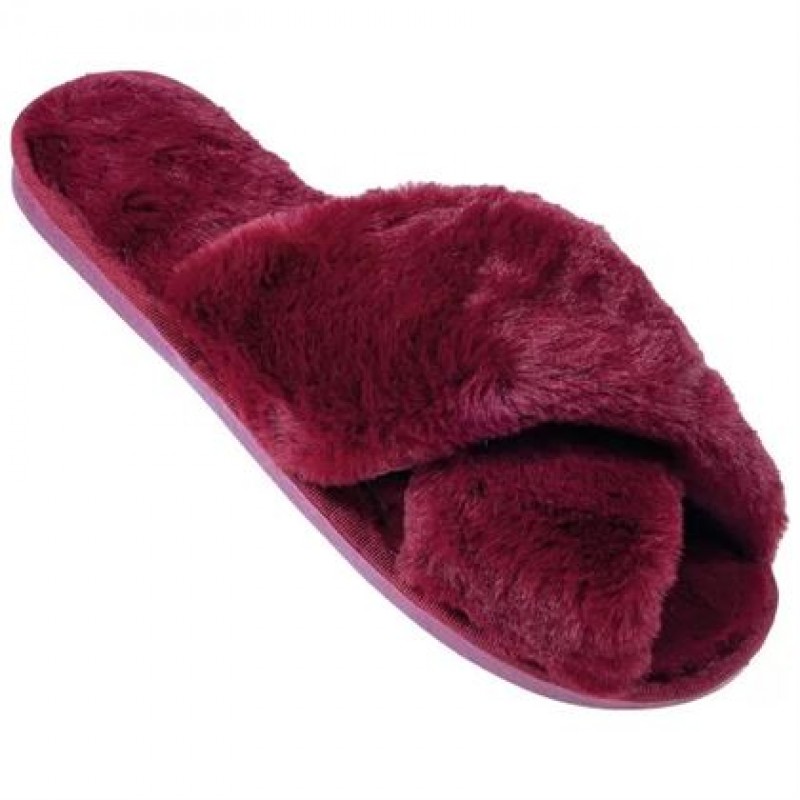 Amaryllis Women s Peep Toe Fur Slippers 