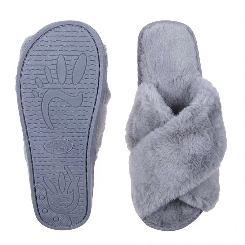 Amaryllis Women s Peep Toe Fur Slippers 