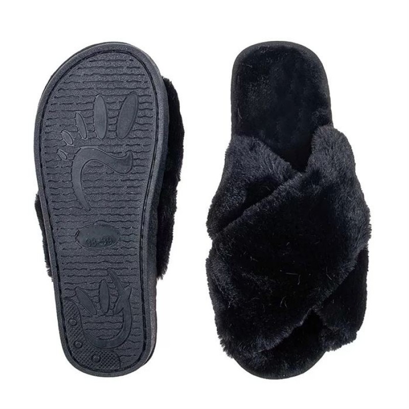 Amaryllis Women s Peep Toe Fur Slippers 