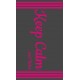 Dimcol Πετσέτα Θαλάσσης Βαμβακερή Βελουτέ Ζακάρ Διπλής Όψεως Γκρι Χρώμα Με Σχέδιο Keep Calm