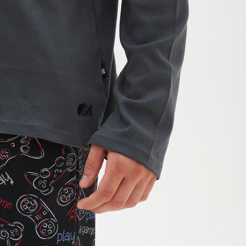 Apple Ανδρικη Πυτζάμα Βαμβακερή Παντελόνι Με Σχέδιο Gamers