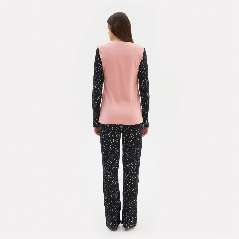 Apple Γυναικεία Πυτζάμα Βαμβακερή Με Πουά Παντελόνι Σχέδιο Dreaming