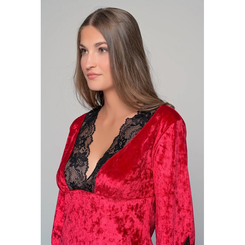 Milena Women s Velour Pajamas With Lace Details
