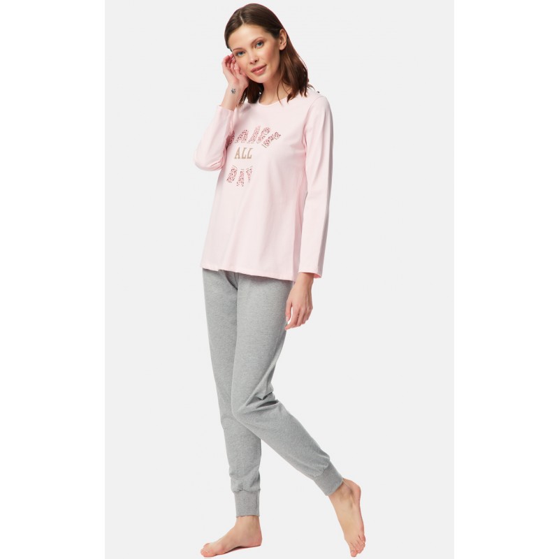 Minerva Women's Be Happy Solid Color Cotton Pyjama Set 