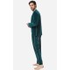 Minerva Men's Bull Velvet Solid Color Pyjama Set with Discreet Hem