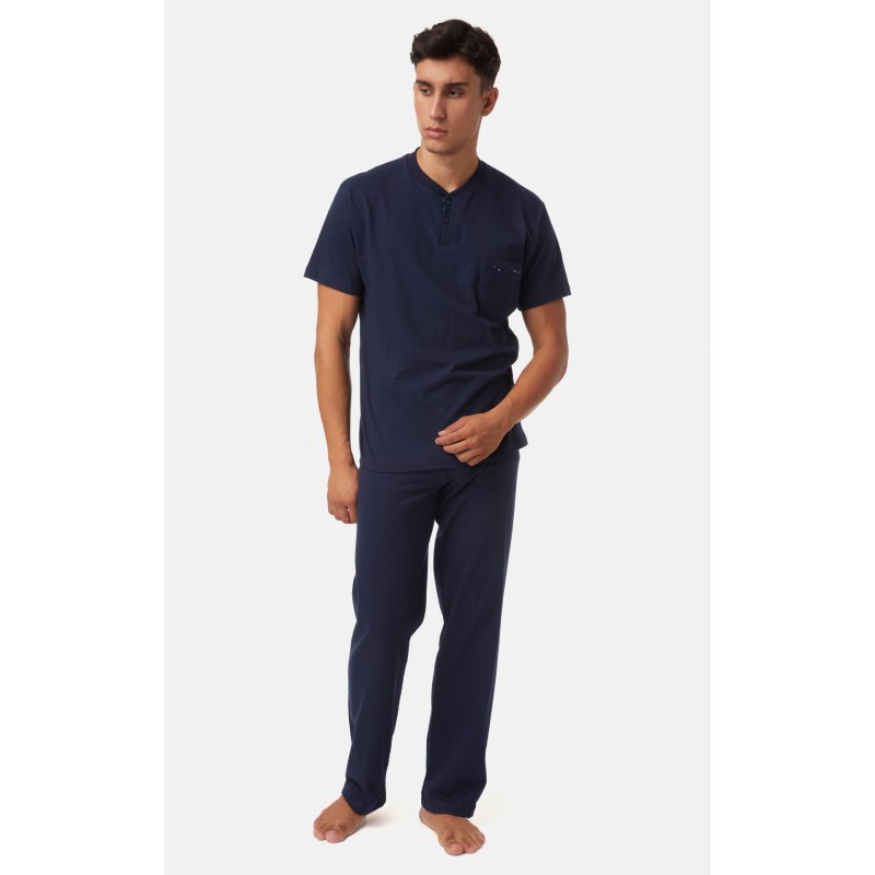 Minerva Men s Cotton Short Sleeved Pajamas With 2 Pants