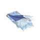 Ble Γυναικεία Πετσέτα Θαλάσσης Διπλής Όψης Σε Λευκό - Τυρκουάζ Χρώμα Με Σχέδια 180*100