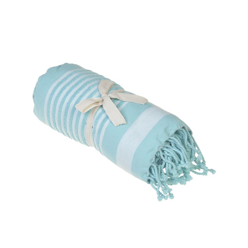 Ble Πετσέτα Θαλάσσης Βαμβακερή Γαλάζιο Ρίγε 90Χ170