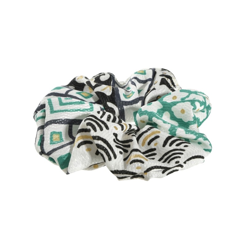 Ble Women s Scrunchie Accessory Black - Green With Gold Details