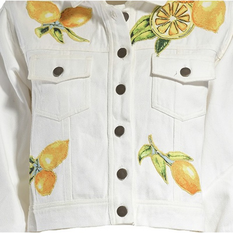 Ble Women s Denim Jacket White Lemons Design