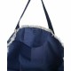 Ble Γυναικεία Τσάντα Θαλάσσης Υφασμάτινη Με Χερούλια Σε Μπλε Χρ΄ώμα Με Εκρού Σχέδια 53X16X37