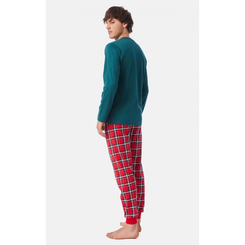 Minerva Men s Cotton Pajamas X-Mas Bear Green Pine