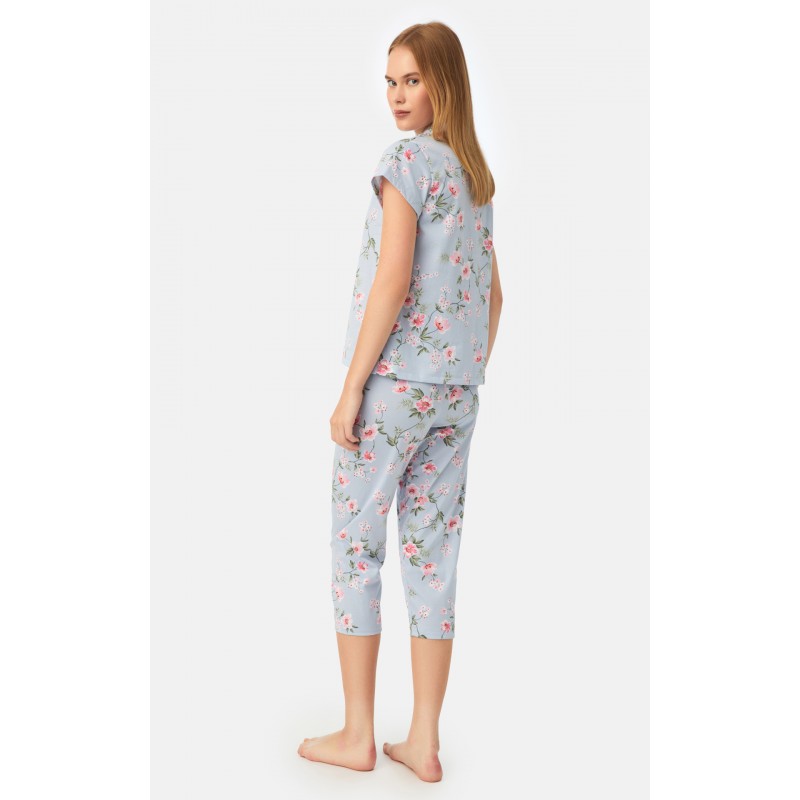 Minerva Women s Cotton Floral Summer Pajamas With Capri Pants