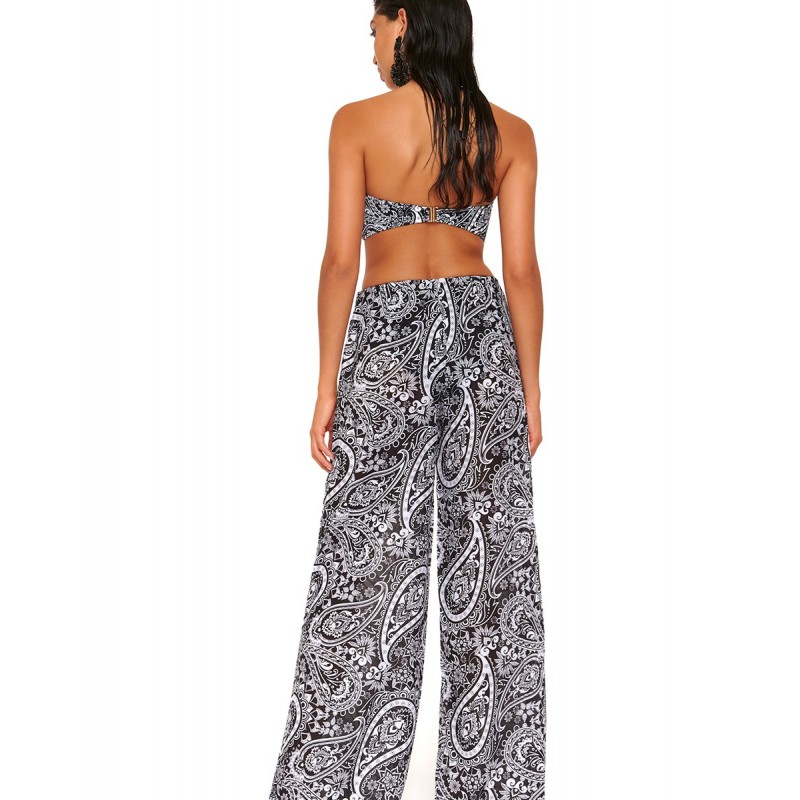 Bluepoint Γυναικείά Παντελόνα Θαλάσσης Με Σχέδιο Λαχούρια Hippie Chic