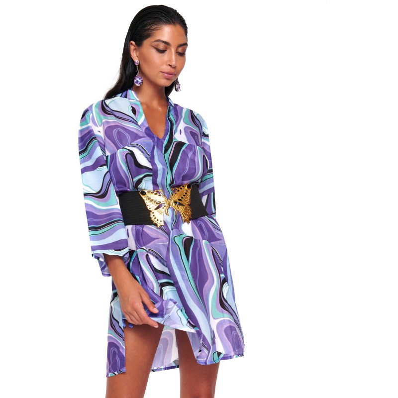 Bluepoint Γυναικείο Φόρεμα - Καφτάνι Διάφανο Κοντό Μήκος Με Σχέδιο Style Me Up