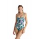 Blu4u Women s One Piece Strapless Swimwear Pastel Tropics