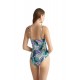 Blu4u Women s One Piece Strapless Swimwear Pastel Tropics