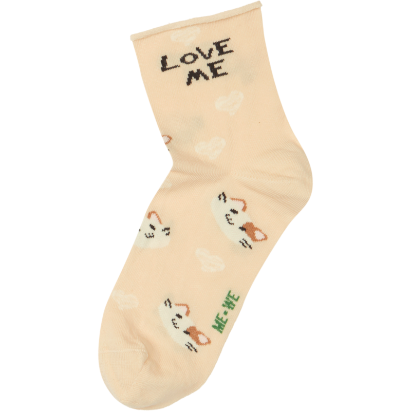 Me We Women's Printed Cotton Socks Without Elastic Top Band