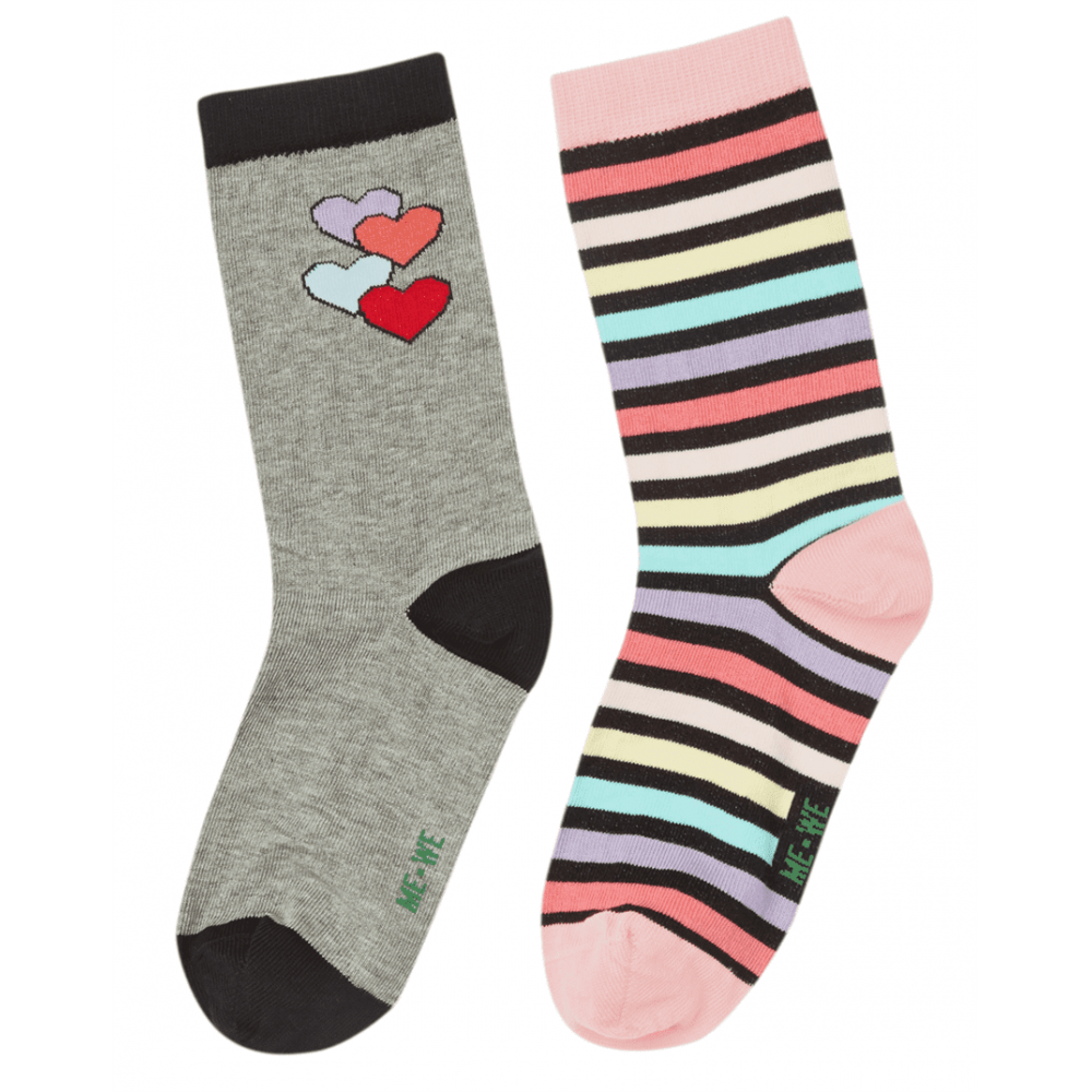 Me We Παιδικές Κάλτσες Για Κορίτσι Με Σχέδια Stripes-Heart Συσκευασία Με 2 Ζευγάρια