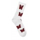 Me We Γυναικεία Κάλτσα Αθλητική  Βαμβακερή Μισή Πετσέτα Με Σχέδια Lurex White Sock-Red Butterflies