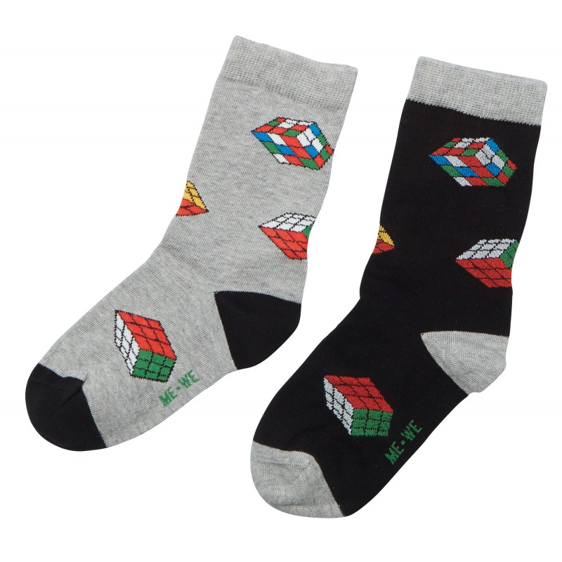 Me We Kids Cotton Unisex Socks Rubik Design 2 Pack