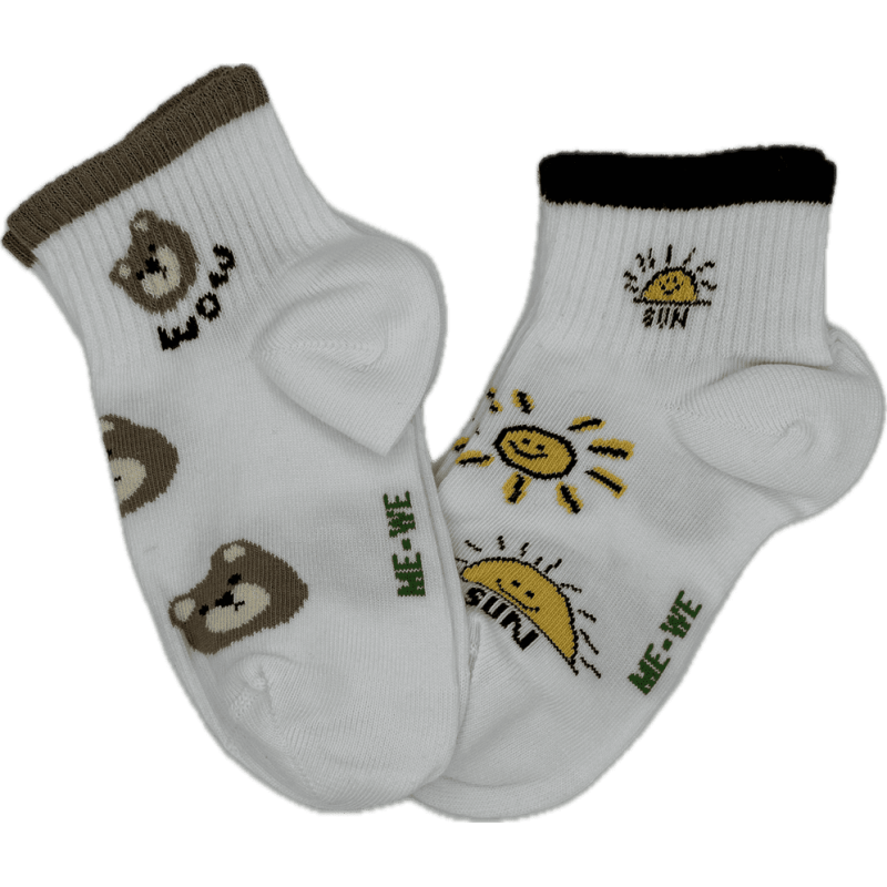 Me We Kids Cotton Short Socks Smile 2 Pack