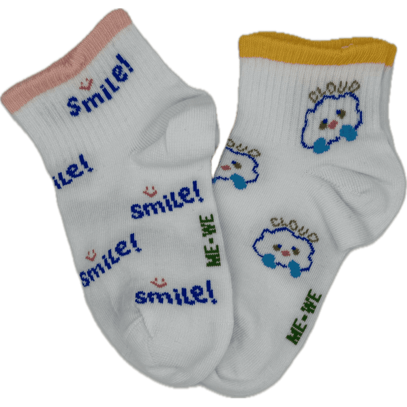 Me We Kids Cotton Short Socks Smile 2 Pack