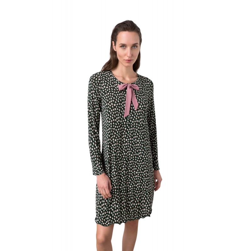 Vamp Women's Heart Print Micromodal Buttoned Nightgown Kalimeratzis