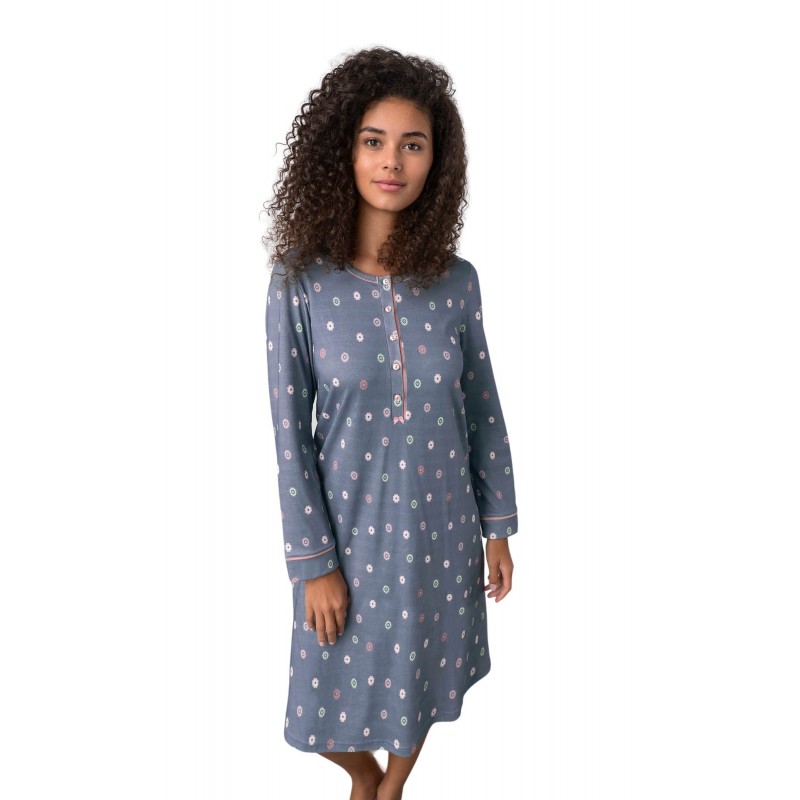 Vamp Women's Buttoned Cotton Nightgown 