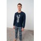 Vamp Men's Deer Print Crewneck Pyjama Set 