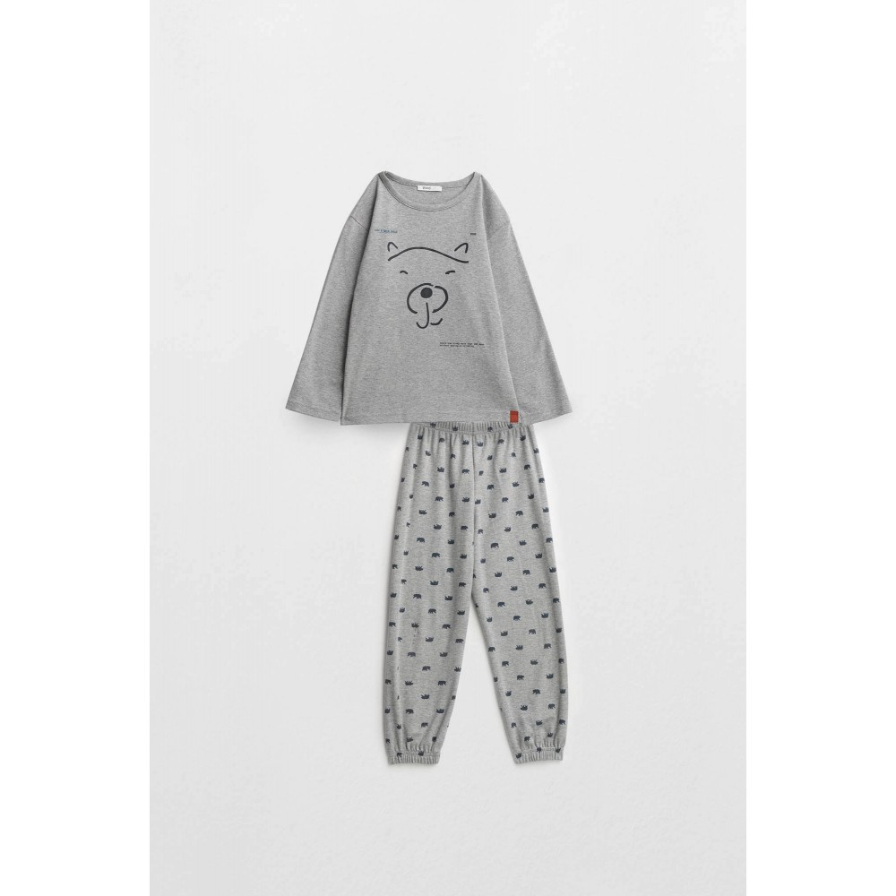 Mei Kid's Pyjama For Girls With Stamp And Plaid Pants