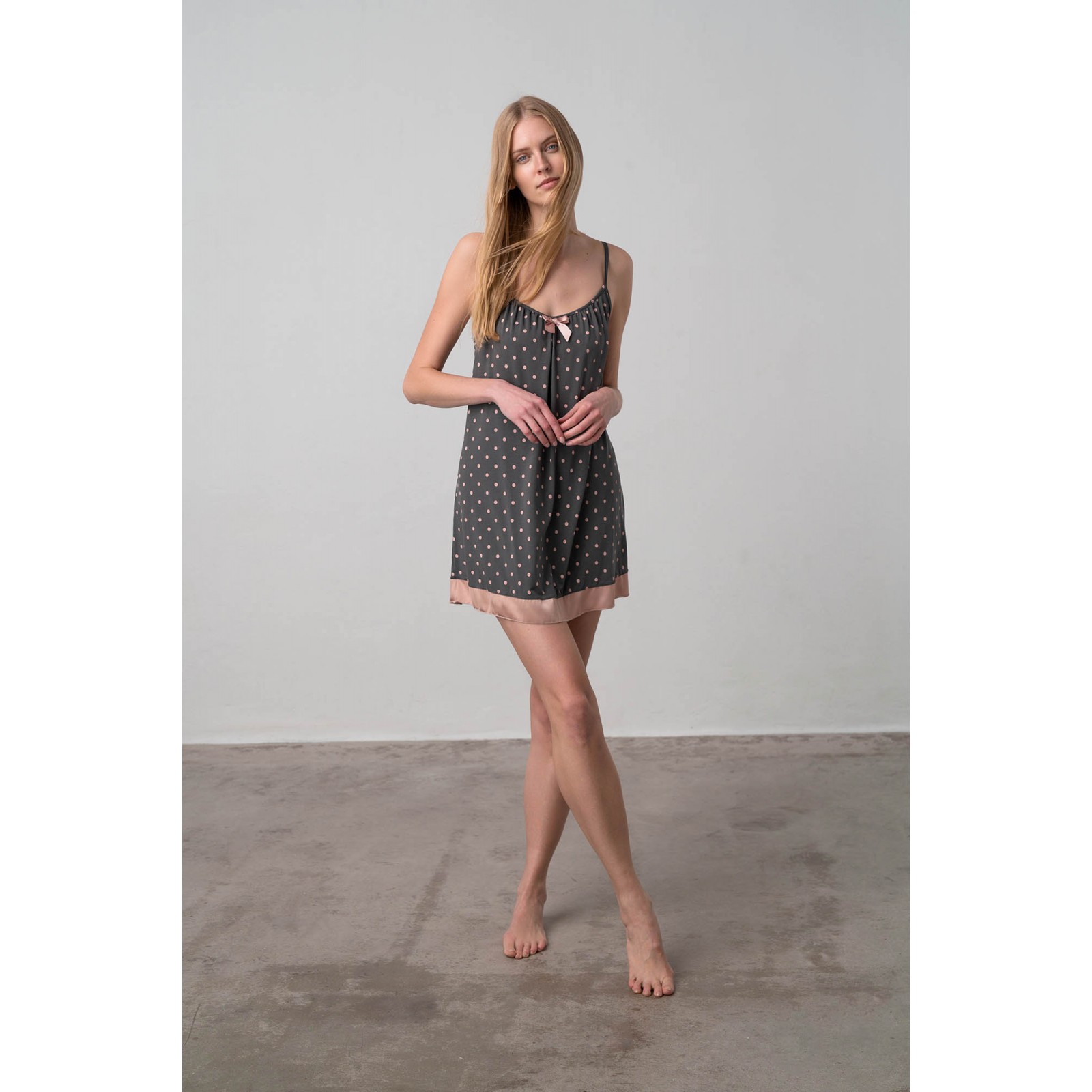 Vamp Women's Polka Dot Micromodal Nightgown With Thin Straps