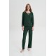 Vamp Women 'S Micro modal  Pajama Set One Color With Lace Details