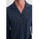 Vamp Men s Buttoned Printed Long Sleeved Pajamas Blue Color