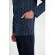 Vamp Men s Buttoned Printed Long Sleeved Pajamas Blue Color