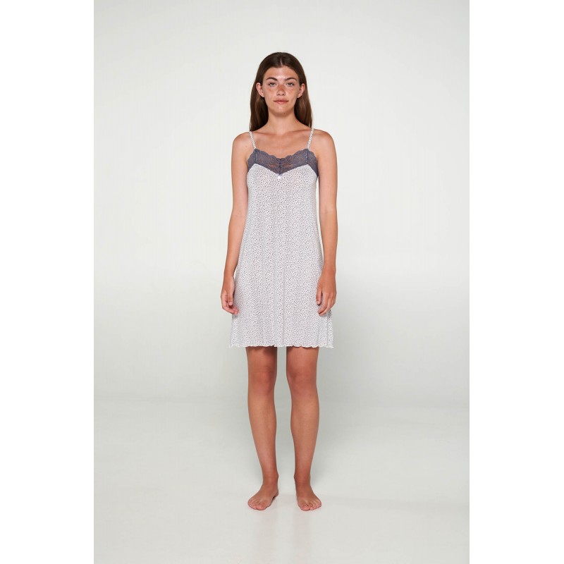 Vamp Women s Summer Micromodal Nightdress With Straps & Lace Details