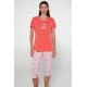 Vamp Women s Short Sleeved Cotton Pajamas Capri Pants Starfish Design