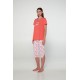 Vamp Women s Short Sleeved Cotton Pajamas Capri Pants Starfish Design