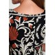 Vamp Γυναικείο Φόρεμα Midi Με Κοντό Μανίκι & Ανοιχτή Λαιμόκοψη Με Σχέδια Viscose