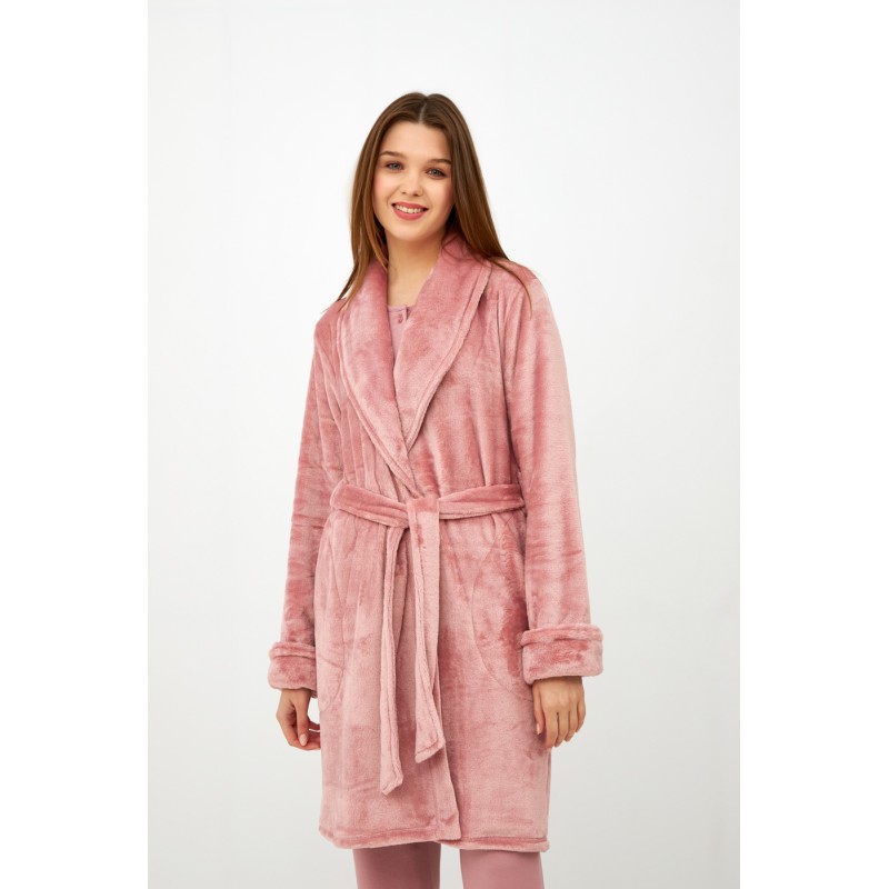 Harmony Women's Solid Color Fleece KneeLength Wrap Robe Kalimeratzis