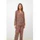 Harmony Women's Leopard Print Satin Buttoned Pyjama Set