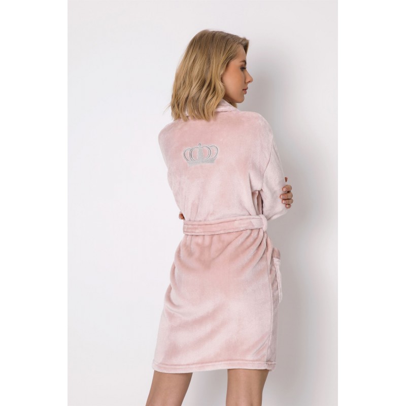 Aruelle Γυναικεία Ρόμπα Fleece Κοντή Με Ζώνη Eve Dusty Pink
