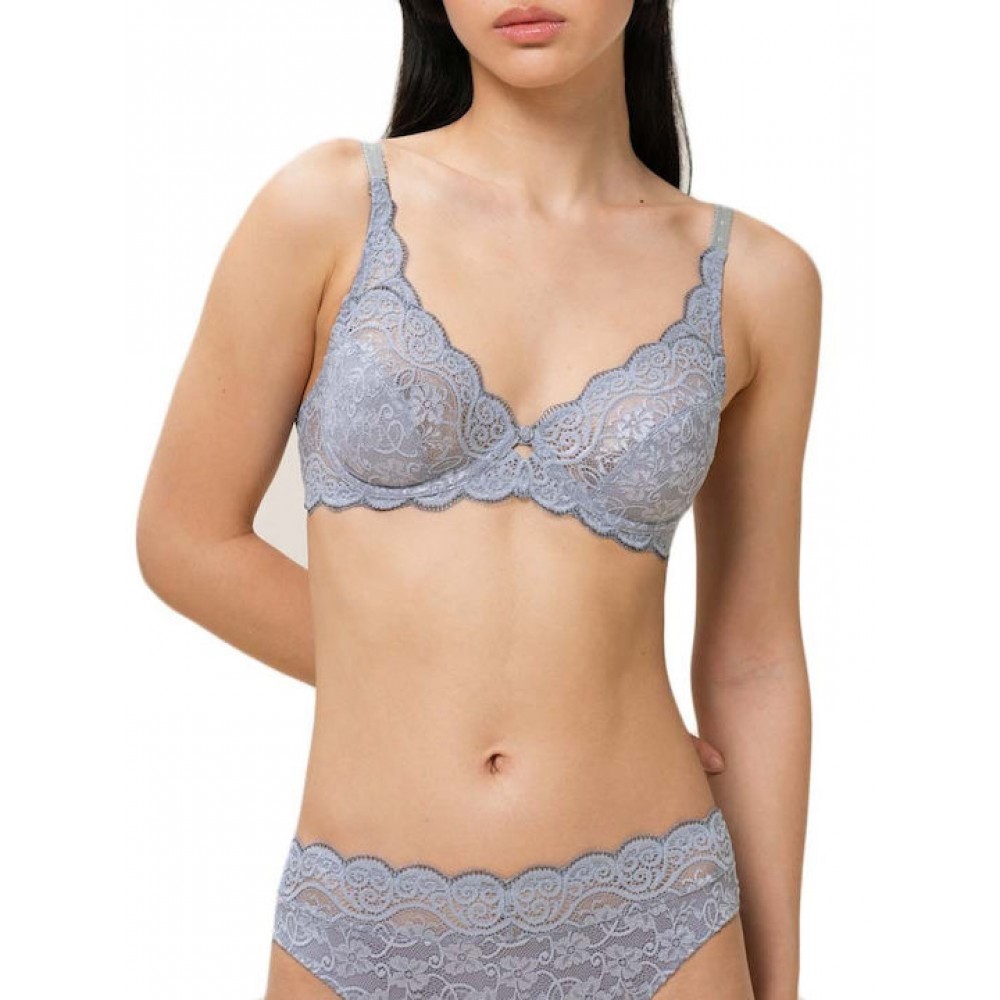 Luna Womens Melody Balconette Bra with Lace 