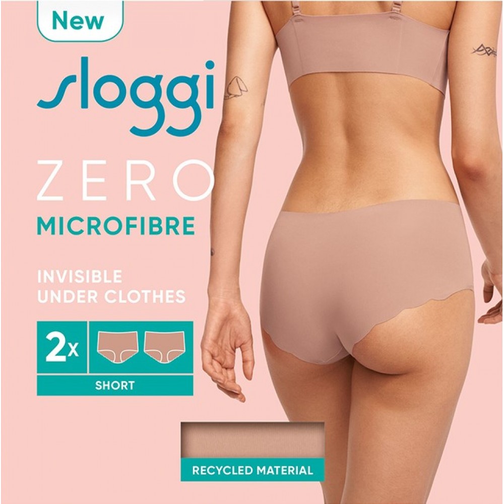 Sloggi Γυναικείο Σλιπ Χωρίς Ραφές Zero Microfibre Short 2.0 Σετ 2 Τεμάχια